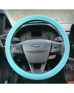 Siliconen Stuurhoes met leerstructuur - Steering wheel cover Blauw