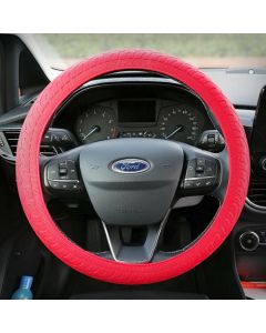 Siliconen Stuurhoes met leerstructuur - Steering wheel cover Rood
