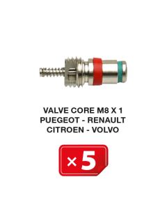 Ventiel kern M8 x 1 voor Peugeot-Renault-Citroen-Volvo Airco systemen (5 st.)