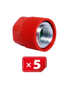 Retrofit Adapter Aluminium afsluitdop zonder ventiel kern voor hogedruk zijde. 1/4" SAE. Set van 5 stuks